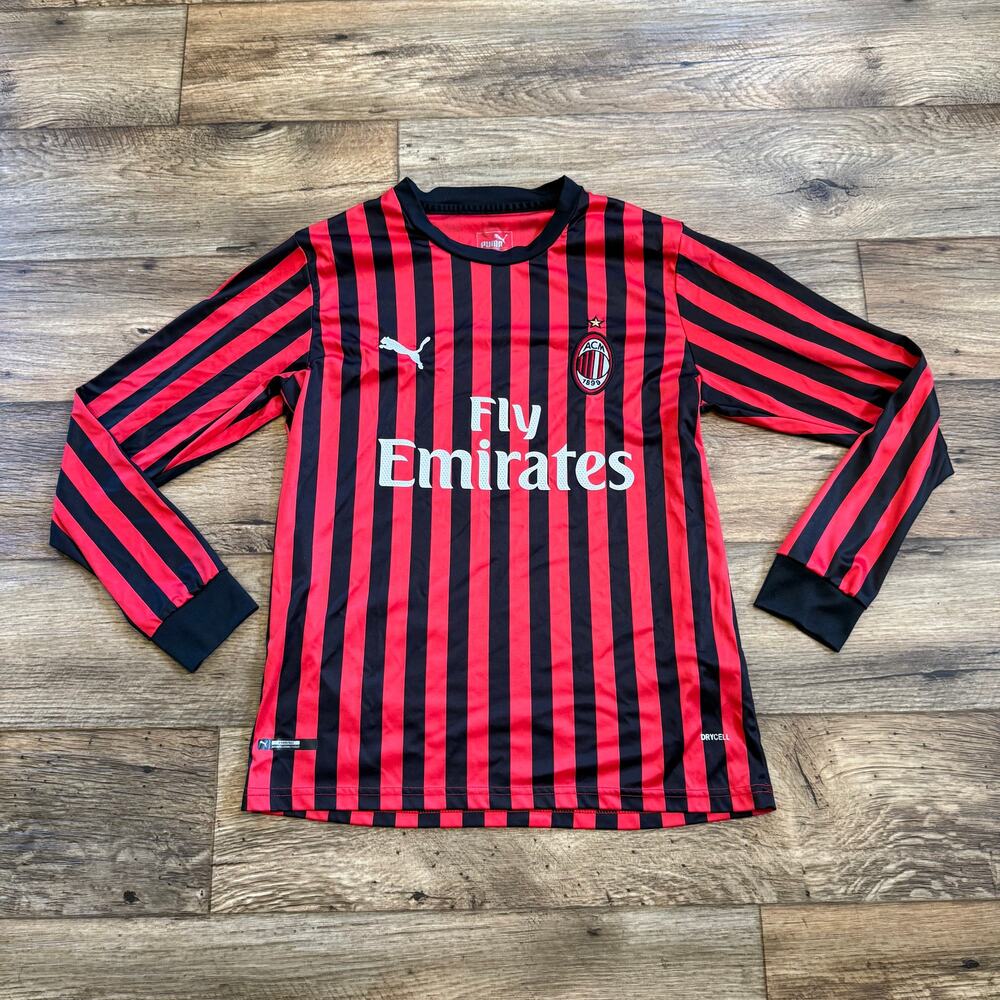 Puma AC Milan Fabio Borini #11 Striped Long Sleeve Jersey